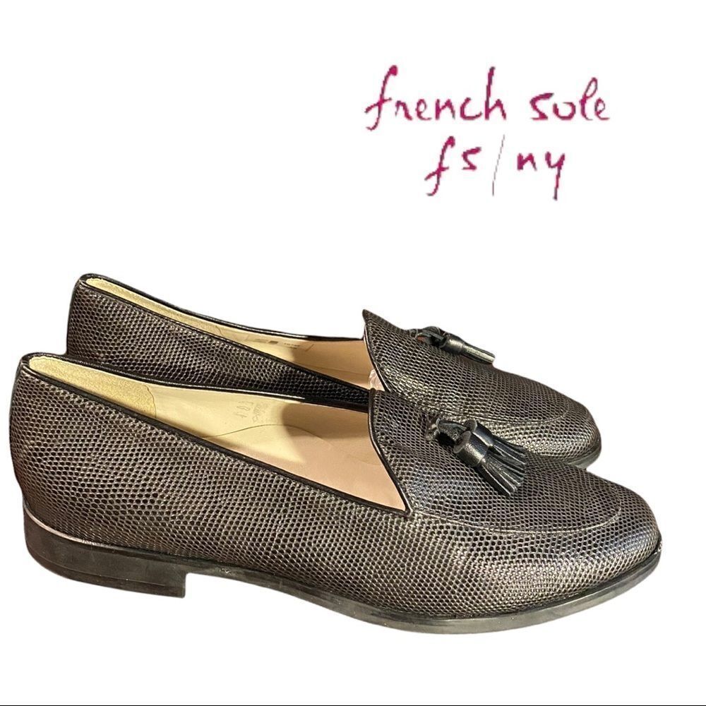 FS/NY Comfort Women's Black Textured Slip-on Leather Tassel Flats Loafers 39 7